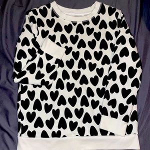 Girls Black and white heart Cat & Jack pullover sweater!